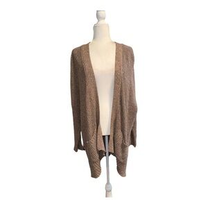 Altar’d State Open Front Ribbed Knit Cardigan Sweater Tan Sz S